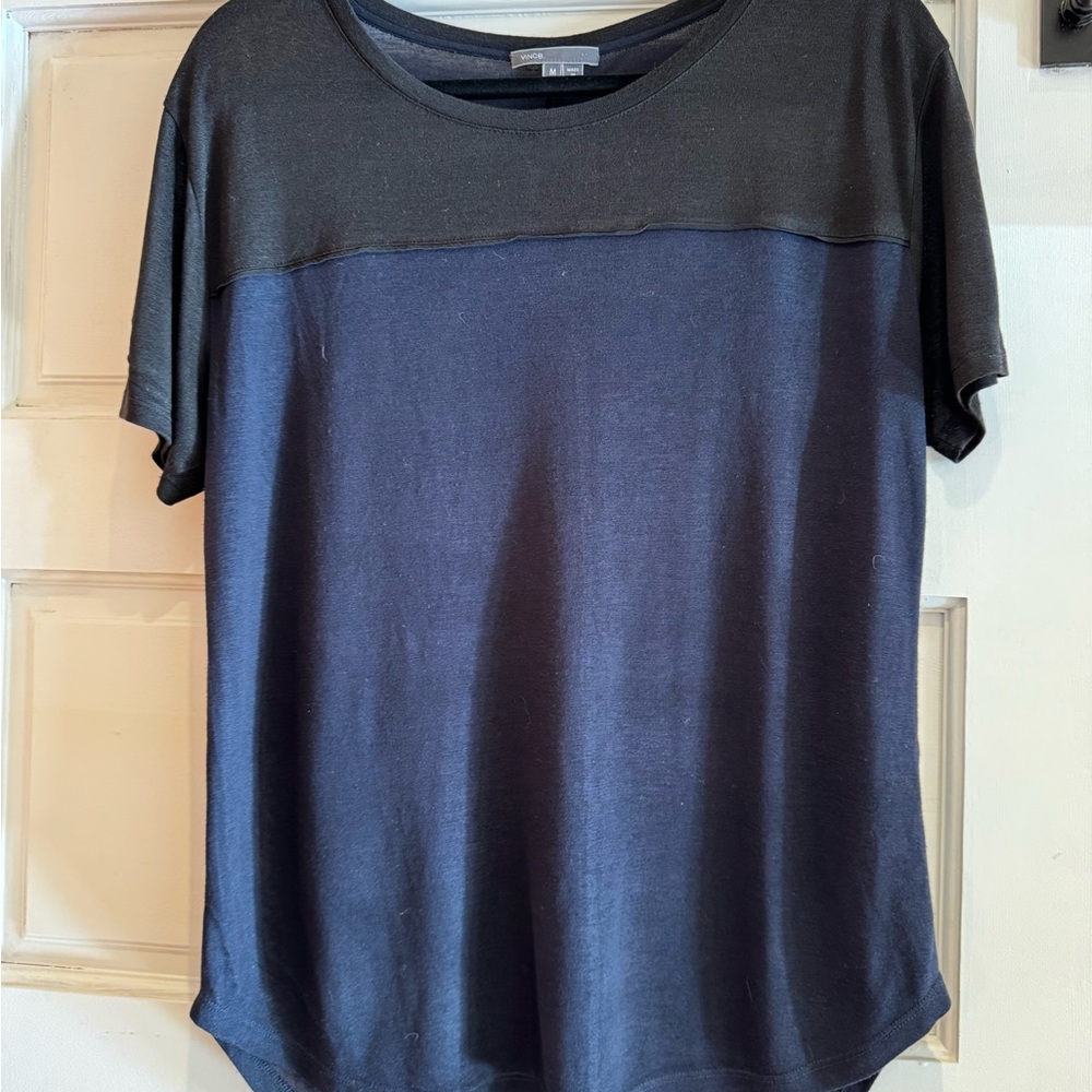 Vince Black and Blue Short Sleeve Tee,Size Medium